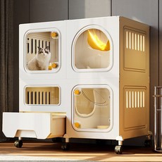 貓籠子家用室內別墅附廁所一體貓咪空籠貓屋櫃貓窩一室一廳一衛, 1個, 二層白色（71*46*71）,基本款：貓別墅貓砂盆一體+貓砂鏟