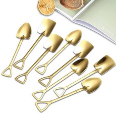 작은 커피 스푼 미니 스테인리스 스틸 티 슈가 스푼 아이스크림 디저트 에스프레소 티스푼 가정 및 파티용 삽 (골드 15.5cm), 작은 커피 스푼, 미니 스테인리스 스틸 티 슈가 스푼