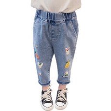 萱寶媽咪baby童裝館 韓版兒童秋冬薄款牛仔長褲 女童微喇叭開叉蝴蝶結牛仔褲 女寶彈力修身童褲