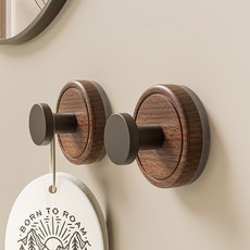 블리키 무타공 초강력 흡착 가공원목 다용도 후크 걸이, 2개, 원목