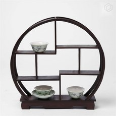 [루아르셀] 장식장 원목 찻잔 다관 원형 30x30cm 찻장원목