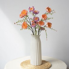 輕奢高檔仿真杜鵑花幹花花束，粉蝶裝飾假花擺件，客廳家居裝飾插花藝術品, 3支杜鵑（粉2紫1）, 1個