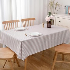 efactory Judy N 彩色格紋防水餐桌桌布, 1個, 6人座(220 x 140 cm), 粉紅色
