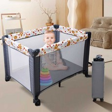 트렌드부스 휴대용베이비룸 울타리 유아울타리 안전, 회색(100x70x70cm)4면 통기성 메쉬