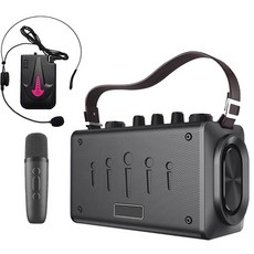 大聲公 巧將型重低音無線式多功能行動音箱/喇叭(手持麥克風 耳麥組), Black