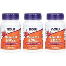나우푸드 3개X 메가 D-3 & MK-7 5000IU / 180mcg 캡슐 60정, 3개