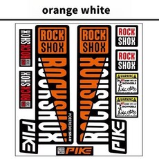 ROCKSHOX 프론트 포크 데칼 자전거 MTB Road Rock Shox PIKE 스티커 자전거 DIY 레이싱 사이클링 보호 다채로운 필름 키트, [10] orange white, 1개