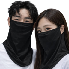 에누온드 1+1 UV 자외선 차단 스포츠 쿨 마스크 넥커버, 1세트, 블랙+블랙