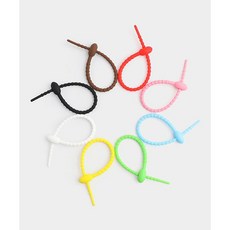 패션스타트 21cm 다용도 선정리 실리콘 케이블 타이 가방 키링 고리 전선정리, 1개, 그린