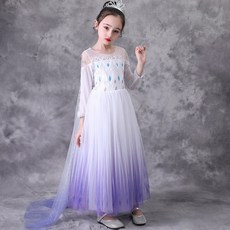 冰雪奇緣2艾莎公主白色連衣裙女童萬聖節公主裙 兒童角色扮演服裝