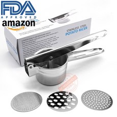 多功能壓泥器 輕鬆製作馬鈴薯泥、蔬菜泥及餡料 手動操作 安全材質 清洗方便 不鏽鋼, 3 Changeable 不鏽鋼, 1個