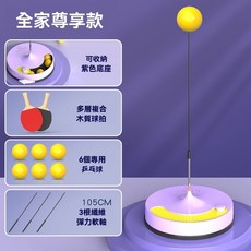 【開發票/統編】乒乓球回彈練習器 兒童運動玩具 家用近視訓練 免撿球彈力棒乒乓球, 【至尊款】紫色底座/2拍6球3杆, 1個