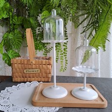 花木馬 杯子蛋糕展示架 婚禮桌面佈置高腳蛋糕架 玻璃罩飾品架 下午茶甜點架, （中款）含罩高約24.5公分, 1個