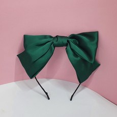 헤어 스타일링 왕리본 머리띠 다크 그린 빅리본 큰리본
