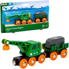 브리오 BRIO World 33698 클레버 크레인 왜건 세트 키즈 4피스 나무 기차 상상 놀이 다른 세트와의 호환성 FSC 인증 목재, Crane Wagon, 1개