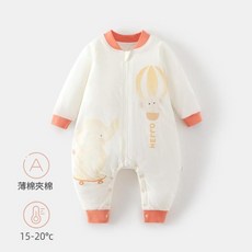 Fanqis 嬰兒分腿睡袋 企鵝故事薄棉夾棉 15-20°C 秋冬款, 607216氣球象仔黃