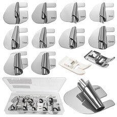 가정용 재봉틀 노루발 나선형 말아박기 랍빠 12개 세트 미싱용 직선 노루발 미싱 부품 부자재 3-12mm 스텐/플라스틱