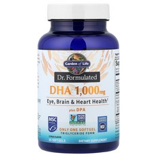 가든오브라이프 닥터 포뮬레이티드 DHA 1000mg 플러스 DPA 레몬 소프트젤, 1개, 30정