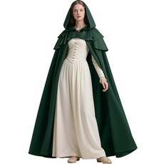 L'VOW 중세 후드 망토 르네상스 망토 러플 숄 칼라 여성 남성 할로윈 코스프레 블랙. 단일 사이즈