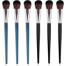 아크릴 페인팅을 위한 6팩 걸레 브러시 짧은 나무 손잡이가 있는 1인치 블렌딩 수채화 페이스 바디 블랙과 블루 를 타원형