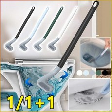 긴 손잡이 스쿼트 용변기 청소 브러쉬 편 수납 변기 브러쉬 편 사용 내구성이 뛰어난 청소 벽걸이, 화이트