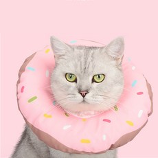 미우프 강아지 고양이 넥카라 상처보호 중성화 쿠션 깔대기, 1개, 파우더 핑크+도넛