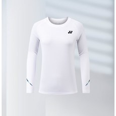 yy 長袖羽毛球服/排球服情侶款 吸濕排汗 多功能運動訓練長T, 兒童/女生白色上衣,M