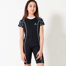 ELINBOA 女童室內短袖拉鍊連身泳衣