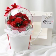 수비니샵 카네이션 아크릴 꽃풍선 어버이날 스승의날 꽃다발 조화 선물, 카네이션 레드 아크릴 꽃풍선+쇼핑백
