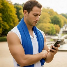 런닝 후드형 레저 스포츠 타올, 오트밀