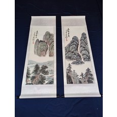 手繪春夏秋冬四季山水畫 寫意風格 已裝裱, 參考詳情頁