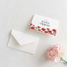 어버이날 카네이션 부모님 미니 카드 + 봉투 세트 로엣 [Dear], 4개, 화이트