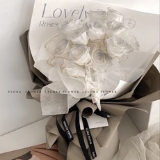 Floraflower 波浪紗冰川灰玫瑰永生花花束〖韓系花束〗情人節告白畢業禮物, 花束