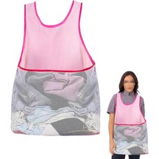 앞치마 파우치 포함 세탁 큰 주머니 민소매 정리함 연보라색