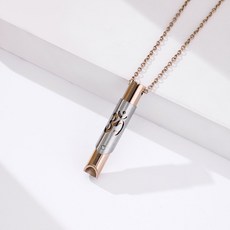 瑜伽符號冥想項鏈 呼吸減壓圓管口哨 正念緩解焦慮不銹鋼飾品吊墜, 玫瑰金O字鍊, 1個