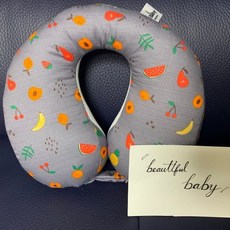 비베이비 카시트목베개 유아목베개 유아목쿠션 유아카시트목쿠션 유아여름용목베개 유아사계절목베개, 과일나라 그레이M, 1개