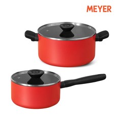 마이어 바우하우스 인덕션 시리즈 냄비 레드 2종 세트(편수16+양수20), Red, 1개, 16cm,20cm