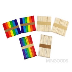 민굿샵 공예용 나무 하드바 스틱 수공예스틱, 칼라(소), 100개, 컬러