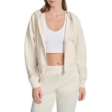 DKNY 여성용 드로스트링 실리콘 로고 후디 스웨트셔츠 Eggnog. XL