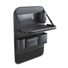 車載椅背收納袋 餐盤, 黑色, 1個