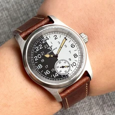 탄도리오 36mm 스포츠 파일럿 시계 ST1701 무브먼트 블랙 화이트 페이스 스틸/티타늄/브론즈 사파이어 글