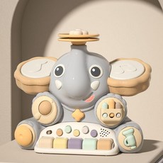 YZMY 動物爵士鼓電子琴兒童模擬樂器玩具, 大象鋼琴爵士鼓 灰, 1個
