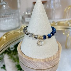 高品 黑髮晶光感藍晶石海洋之心圓鑽能量水晶：改善主觀意識、突破思維、防小人、促創造力