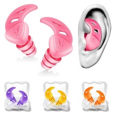 성인용수영귀마개-재사용가능한방수실리콘이어플러그3쌍 서핑 다이빙 수영장 샤워및수상스포츠를위한부드럽고편안한수영귀보호128205, 옐로우 오렌지 퍼플 핑크