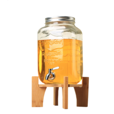 5L玻璃飲料果汁桶套裝 - 附ABS龍頭/木架 泡酒桶 酵素桶 啤酒桶 調酒缸, 1個, 5L玻璃果汁桶套裝-附ABS龍頭/木架, 透明, 5L