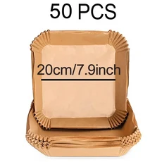 50 300Pcs 바베큐 플레이트 용 에어 프라이어 베이킹 종이 라운드 오븐 팬 패드 16 23cm 방지, 08 50Pcs 20cm Square