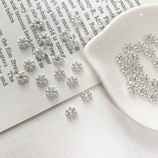 헤세드 20개) 금속 꽃받침 파츠 비즈 비즈부자재 팔찌 키링재료, 6mm, 20개, 화이트실버