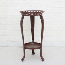 歐式鐵藝多層花架 落地式 客廳陽臺綠蘿花盆架 室內外置物架, 咖色（高54cm）雙層小號寬腿款