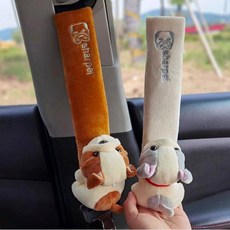 푹신한 귀여운 동물 애니멀 안전벨트커버 안전벨트커버 카시트커버 벨트커버, 본품, 04.핑크캣, 1개