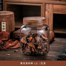 茶葉罐 密封 玻璃 儲存 罐 防潮防塵 炫彩雙蓋800ml, 1個, 相思木蓋茶葉罐1.2L